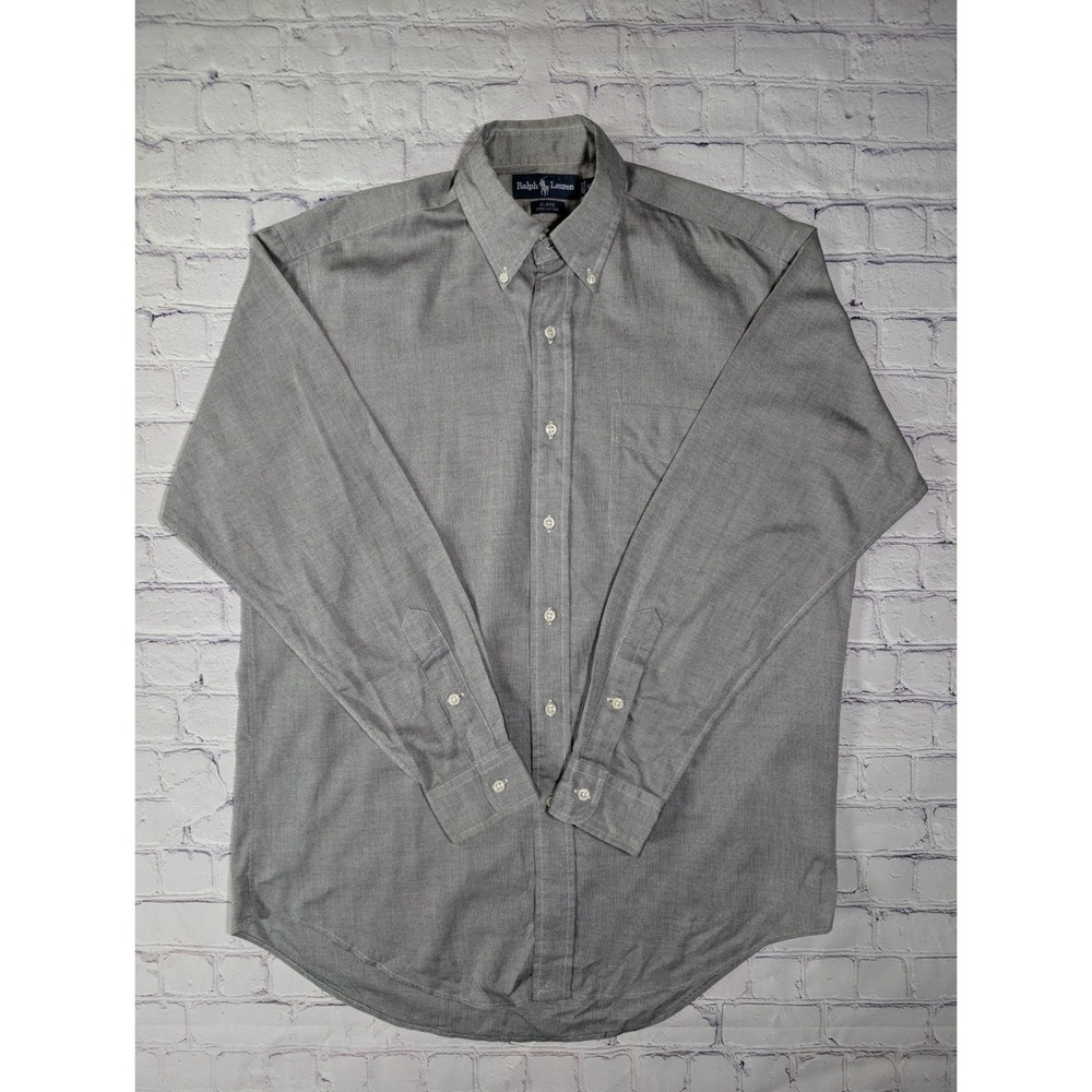 Ralph Lauren Blake Button Down Shirt Mens S Grey Oxford Long Sleeve Pocket
